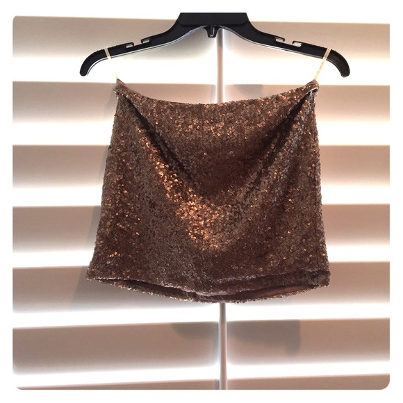 Gold sequin mini skirt