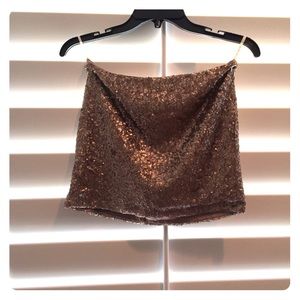 Gold sequin mini skirt