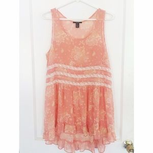 Sheer, floral, bright dress.