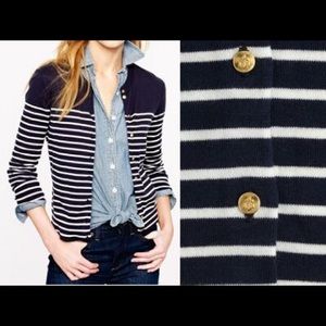 J. Crew Navy Stripe Jackie Cardigan Anchor Buttons