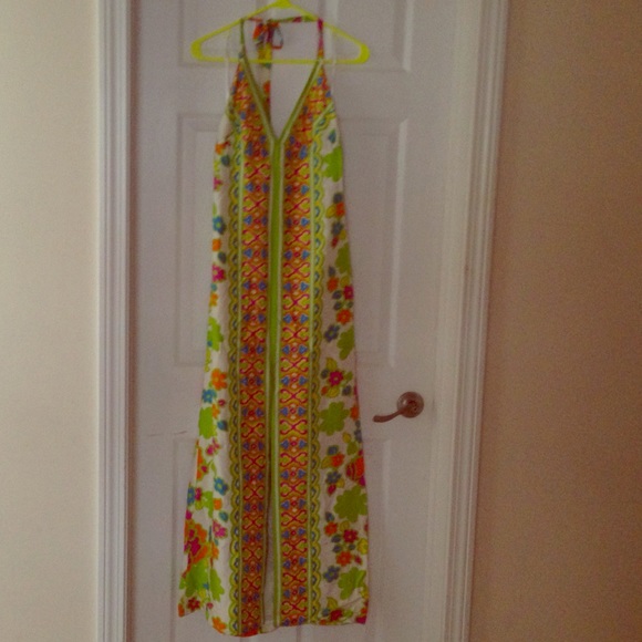 Milly silk halter dress with front slit