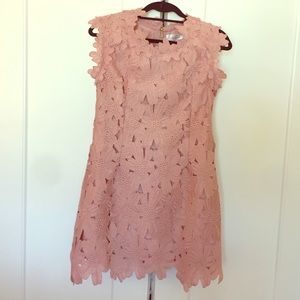 Blush pink floral lace dress
