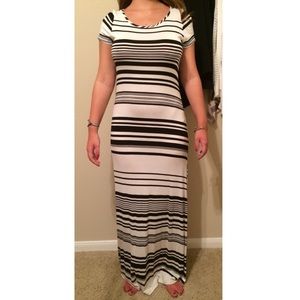 Open back black and white maxi dress