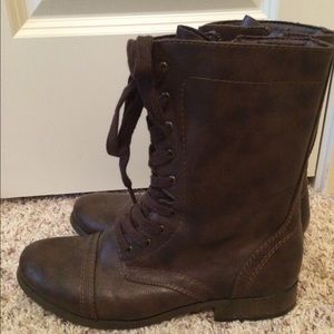 Brown combat boots