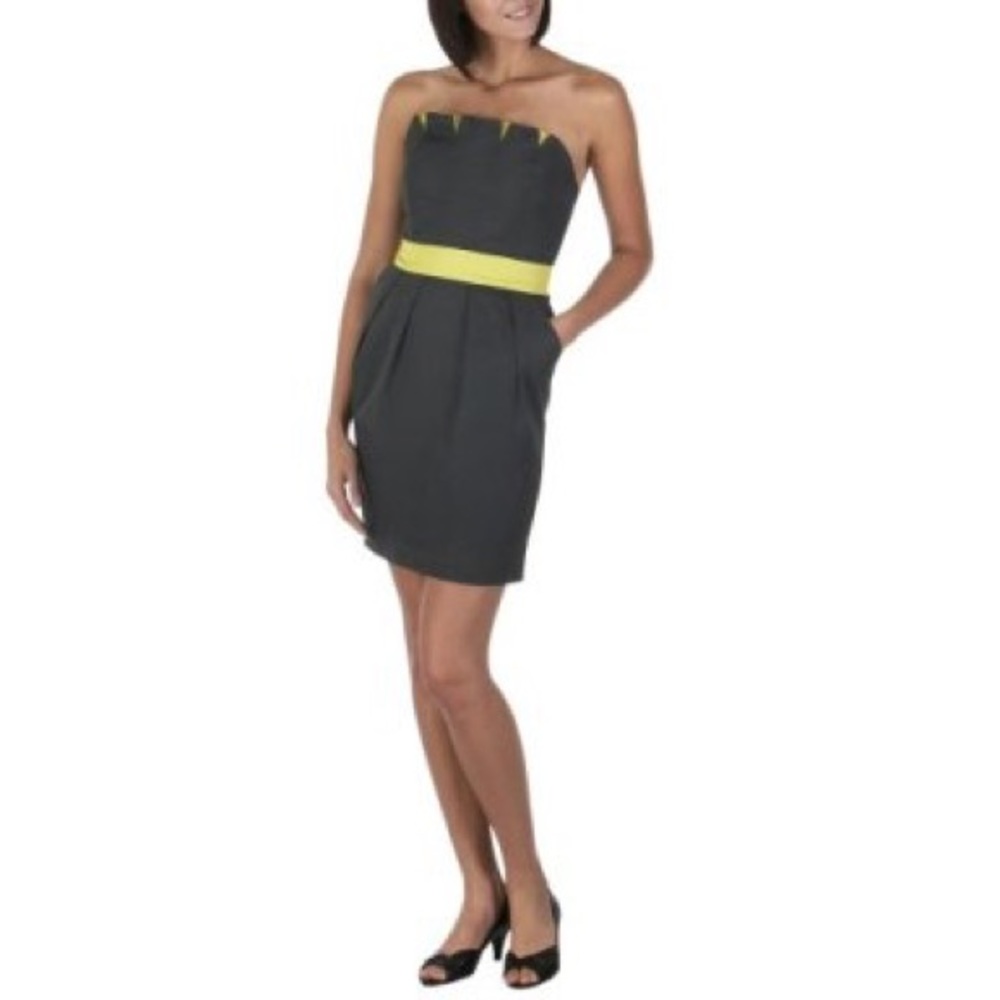 Go international gray neon strapless dress XS