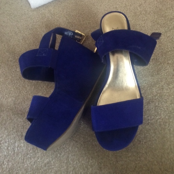 Blue Suede Platform Heels