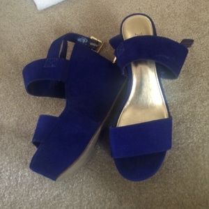 Blue Suede Platform Heels
