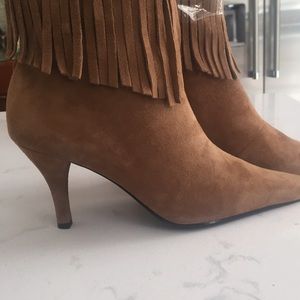Fringe suede booties size 6B, never worn