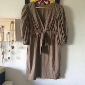 BCBG taupe cinched waist dress - S