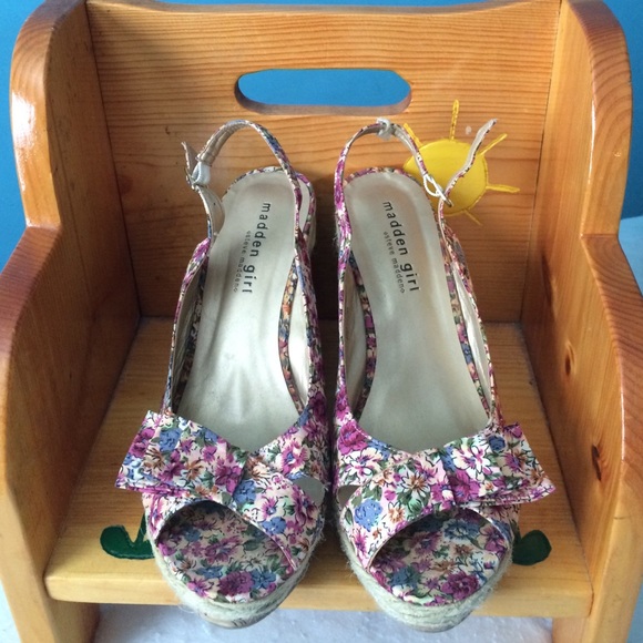 floral, strappy wedges