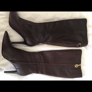Ralph Lauren brown leather zip boots