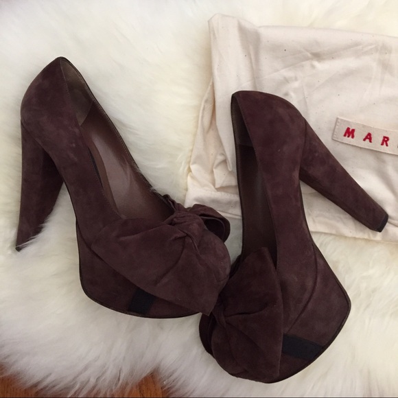 Marni Suede Bow Pump Shoes - size 36