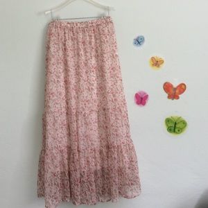 Gauze floral maxi skirt