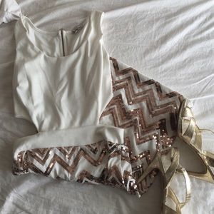 Charlotte Russe rose gold sequined party dress