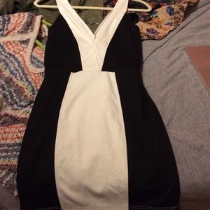 Nasty gal black white plunge neckline dress