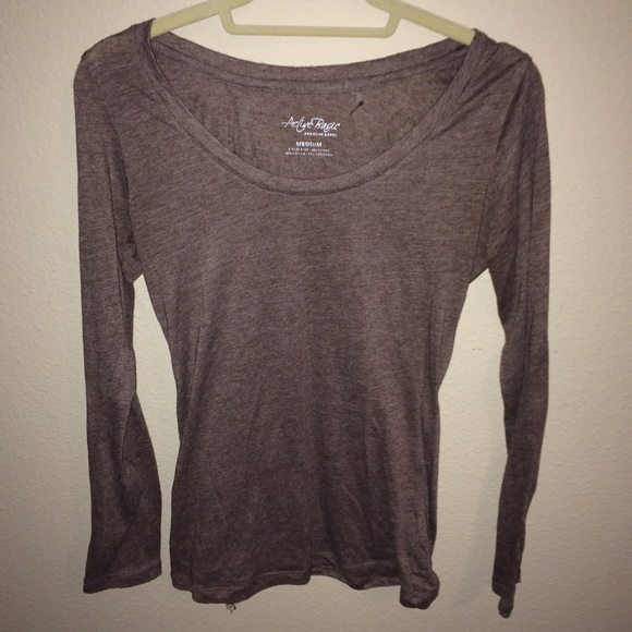 Brown thin fitted long sleeve top - Picture 2 of 3