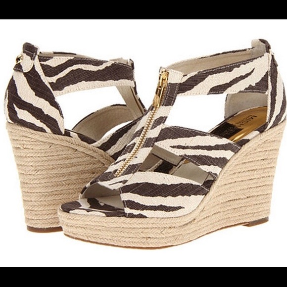 MICHAEL MICHAEL KORS "Damita" Canvas Zebra Wedge