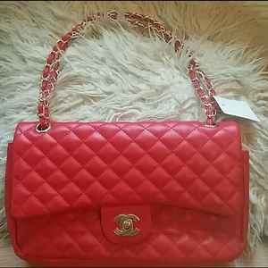 Quilted red chain purse