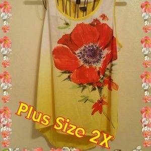 Plus size Sleeveless high/low floral blouse
