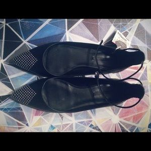 Zara studded black leather flats