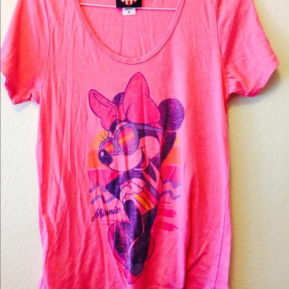 Junk Food Clothing Tops - Pink oversized Minnie Mouse Tee