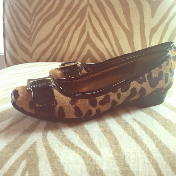 Leopard calf skin flats
