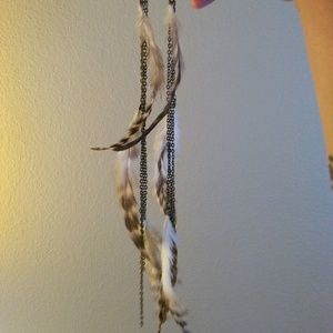 Brand New Handmade Dangle Feather Earrings