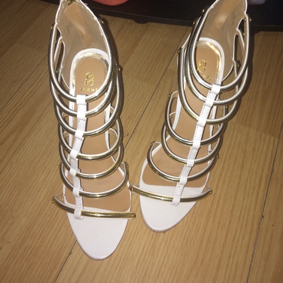 White and gold heels