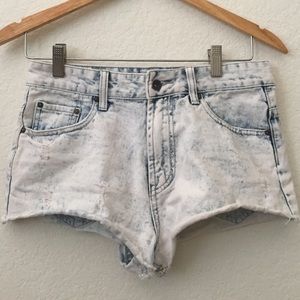 Light acid wash denim shorts