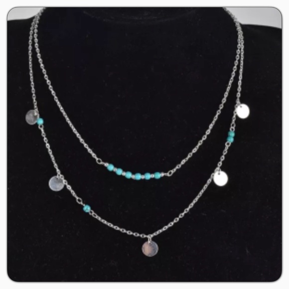 🆕 Boho Double Strand Coin Necklace - Picture 2 of 4