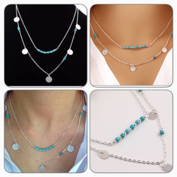 🆕 Boho Double Strand Coin Necklace - Picture 3 of 4