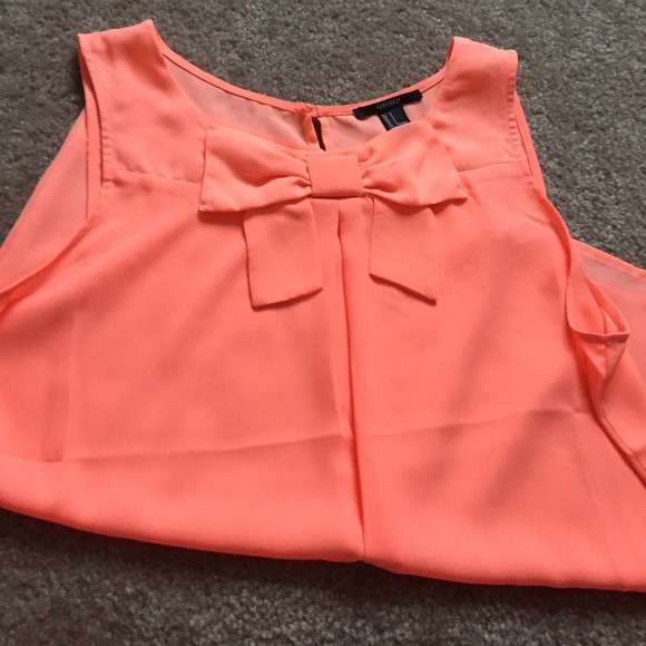 Bright coral tank top with bow