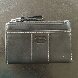 Black COACH Coin Purse with Keychain and CC Slot