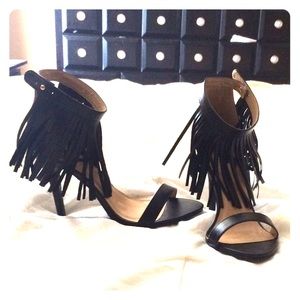BNWOT black fringe heels