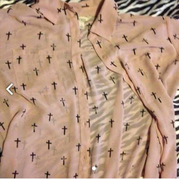 Cross Printed Sheer Blouse