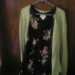 Sleeveless floral dress w/cardigan