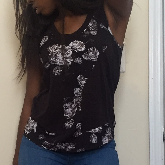Black & white floral print Prabal Gurung Tank Top