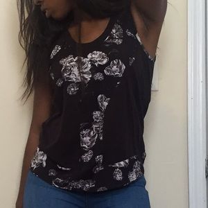 Black & white floral print Prabal Gurung Tank Top