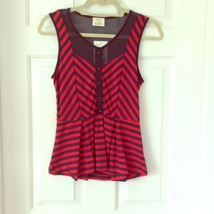 Striped Knit Peplum Tank