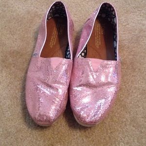 TOMS Pink Sparkly Shoes
