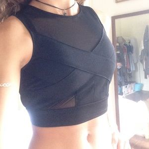Urban Outfitters Black Mesh Crop Top