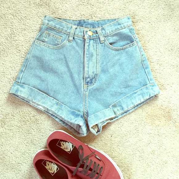 AA Dupe High Waisted Light Denim Shorts