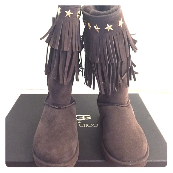 Ugg & Jimmy Choo Fringe Boots - Picture 1 of 4