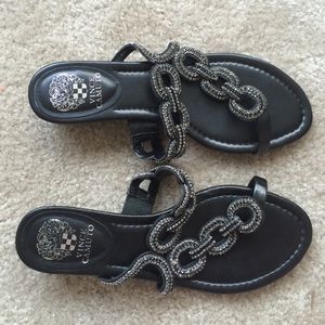 EUC Vince Camuto black rhinestone sandals sz9