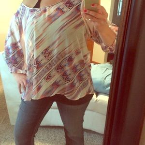 🎉NEW LISTING!! Aztec 3/4 length chiffon blouse