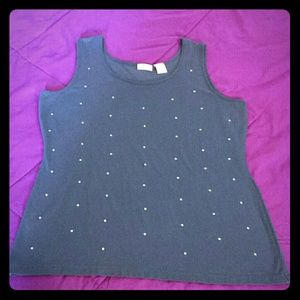 Dark Teal Tank w/ Rhinestone Detail