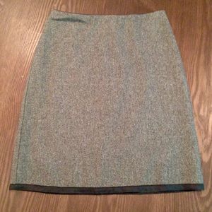 SOLD- Grey Wool Skirt with Ribbon Edge