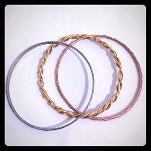 Vintage Silver, Gold & Rose Gold Bangle Bracelets