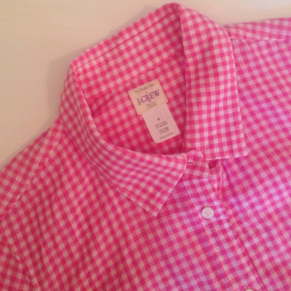 J. Crew Pink Gingham Button Down