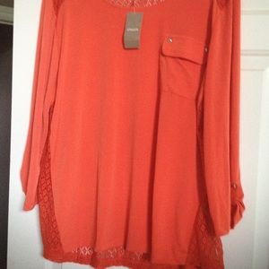 Chico's Leah Lace Back 3/4" Sleeves Size 3 NWT